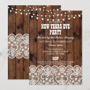 Rustic Country Western New Years Day Eve Invite
