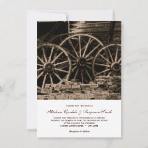 Rustic Country Western Wagon Wheel Wedding Invites