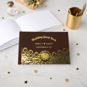 Rustic  Country Western Wedding Foil Guest book