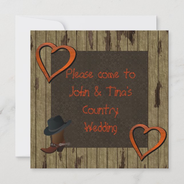 RUSTIC Country WESTERN WEDDING INVITATION (Front)