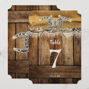 Rustic Country Western Wedding Table No. Card