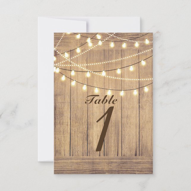 Rustic Country Western Wood & Lights Table Number (Front)