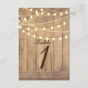 Rustic Country Western Wood & Lights Table Number