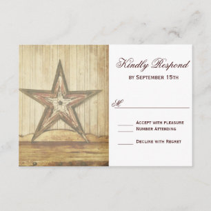 Rustic Country Western Wood Star Wedding Carte RSV