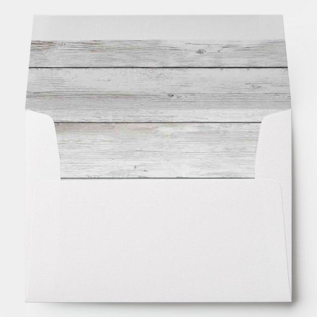 Rustic Country Western Wood White Vintage Wedding Envelopes (Back (Bottom))
