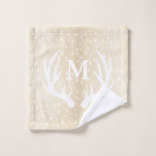 Rustic Country White Deer Antlers Spotted Fawn Fur Bath Towel Set