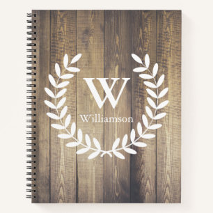 Rustic Country White Laurels & Barn Wood Notebook