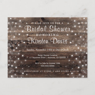 Rustic Country Wood Bridal Shower Invitation Postcard