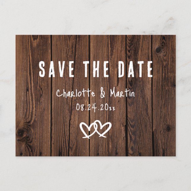 Rustic Country Wood Enregistrer la date Cartes pos (Devant)
