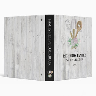 Rustic Country Wood Family Cookbook Personalized   Binder