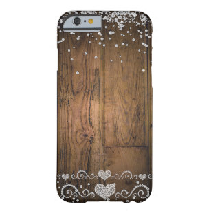 Rustic Country Wood Glam Diamonds Diamond Sparkle Barely There iPhone 6 Case