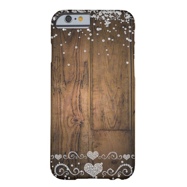 Rustic Country Wood Glam Diamonds Diamond Sparkle Case-Mate iPhone Case (Back)