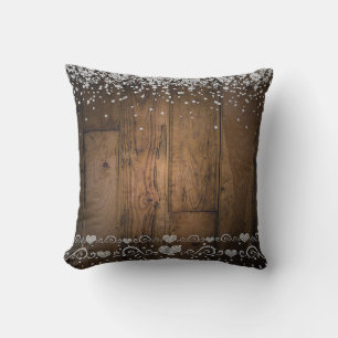 Rustic Country Wood Glam Diamonds Diamond Sparkle Throw Pillow