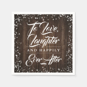 Rustic Country Wood Happily Ever After Wedding Napkin