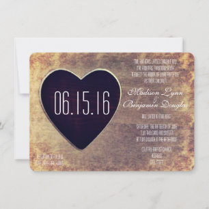 Rustic Country Wood Heart Wedding Invitations