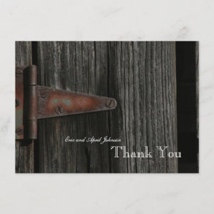 Rustic Country Wood Hinge Personalized Thank You Card