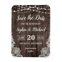 Rustic Country Wood Lace Save the Dates