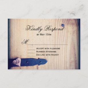 Rustic Country Wood Latch Wedding RSVP Reply Cards