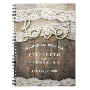 Rustic Country Wood Love Rope Mariage Livre d'or