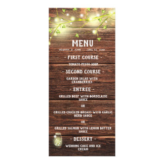Rustic Country Wood Mason Jar Lights Menu Mariage