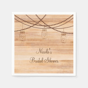 Rustic Country Wood & Mason Jars Barn Wedding Napkin