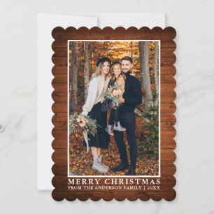 Rustic Country Wood Merry Christmas Photo Holiday Card