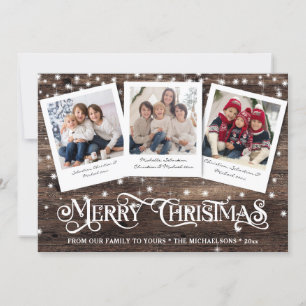 Rustic Country Wood Merry Christmas Photo Holiday Card