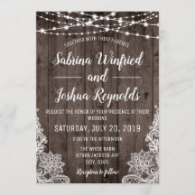 Rustic Country Wood String Lights Lace Wedding