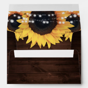 Rustic Country Wood String Lights Sunflowers Envelope
