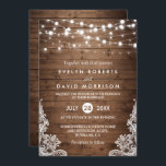 Rustic Country Wood Twinkle Lights Lace Wedding Invitation<br><div class="desc">Create your perfect invitation with this pre-designed templates, you can easily personalize it to be uniquely yours. For further customization, please click the "customize further" link and use our easy-to-use design tool to modify this template. If you prefer Thicker papers / Matte Finish, you may consider to choose the Matte...</div>