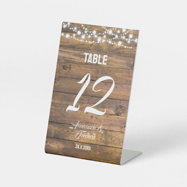 Rustic Country Wood Twinkle Lights Pedestal Sign (Front)