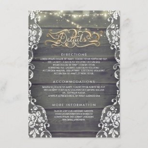 Rustic Country Wood Wedding Details - Information Enclosure Card