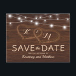 Rustic Country Wood Wedding Save the Date Announcement Postcard<br><div class="desc">Rustic country wedding save the date postcards featuring a barn wood background, two carved hearts, your initials, and a editable text template. Click on the “Customize it” button for further personalization of this template. You will be able to modify all text, including the style, colours, and sizes. You will find...</div>