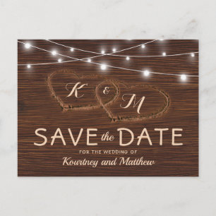 Rustic Country Wood Wedding Save the Date Announcement Postcard