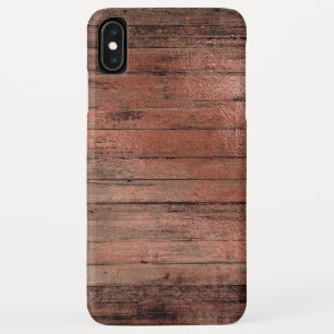 Rustic Country Wood with Girly Rose Gold Foil iPhone XS Max Case