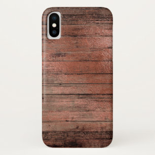 Rustic Country Wood with Girly Rose Gold Foil Case-Mate iPhone Case