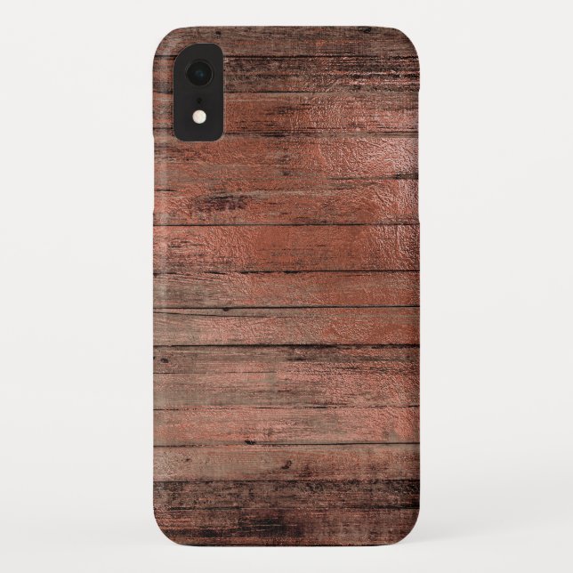 Rustic Country Wood with Girly Rose Gold Foil Case-Mate iPhone Case (Back)
