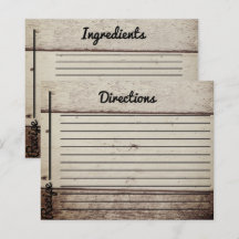 Rustic Country Wooden Recipe Cards
