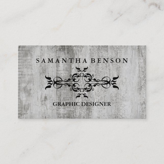 Rustic Country Wooden Texture Graphic Business Car Card (Front)