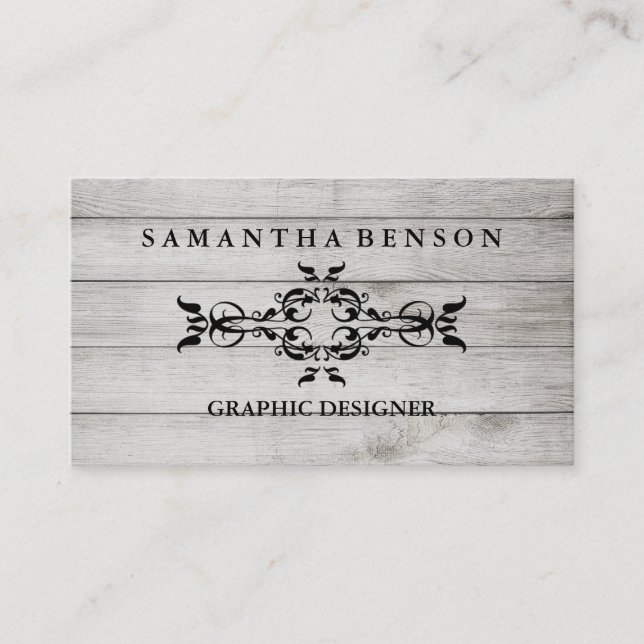 Rustic Country Wooden Texture Graphic Business Card (Front)