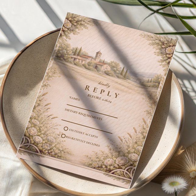 Rustic Countryside Chapel Wedding RSVP Card (Creator Uploaded)