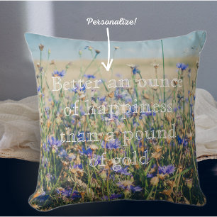 Rustic Countryside Cornflower Field Throw Pillow