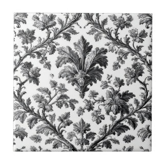 Rustic Countryside Floral Motif Monochrome Elegant Tile