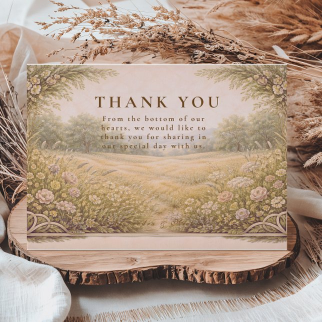 Rustic Countryside Garden Wedding Thank You Card (Creator Uploaded)