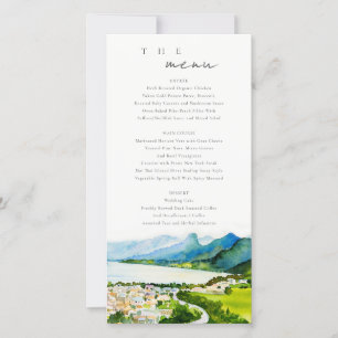 Rustic Countryside Lake Village Wedding Menu Card