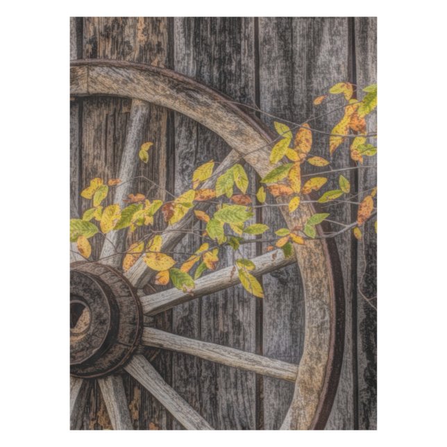 Rustic Countryside Wagon Wheel  Tablecloth (Front)