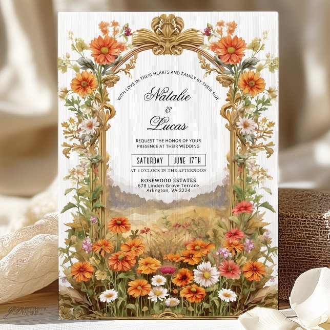 Rustic Countryside Wildflower Floral Arch Wedding  Invitation (Creator Uploaded)