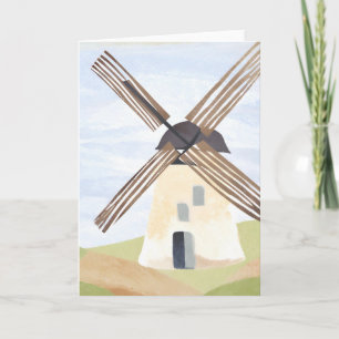 Rustic Countryside Windmill Watercolor Card