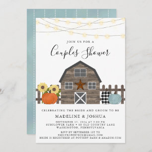 Rustic Couples Shower Fall Country Barn Invitation