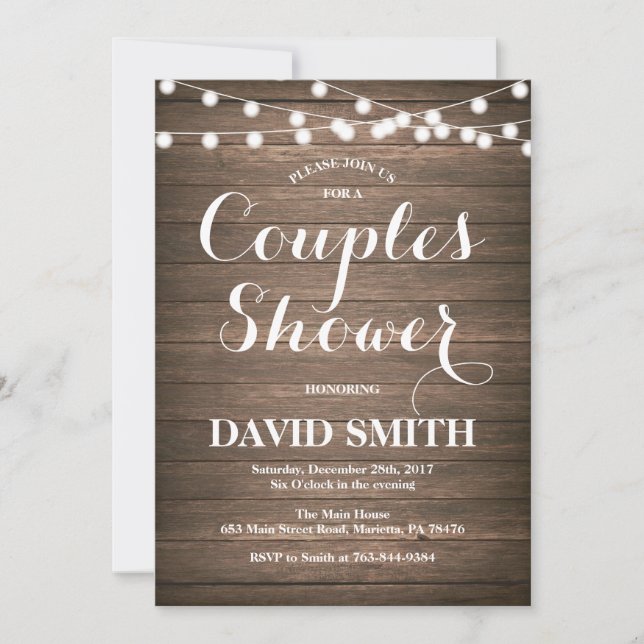 Rustic Couples Shower Invitation Card (Front)